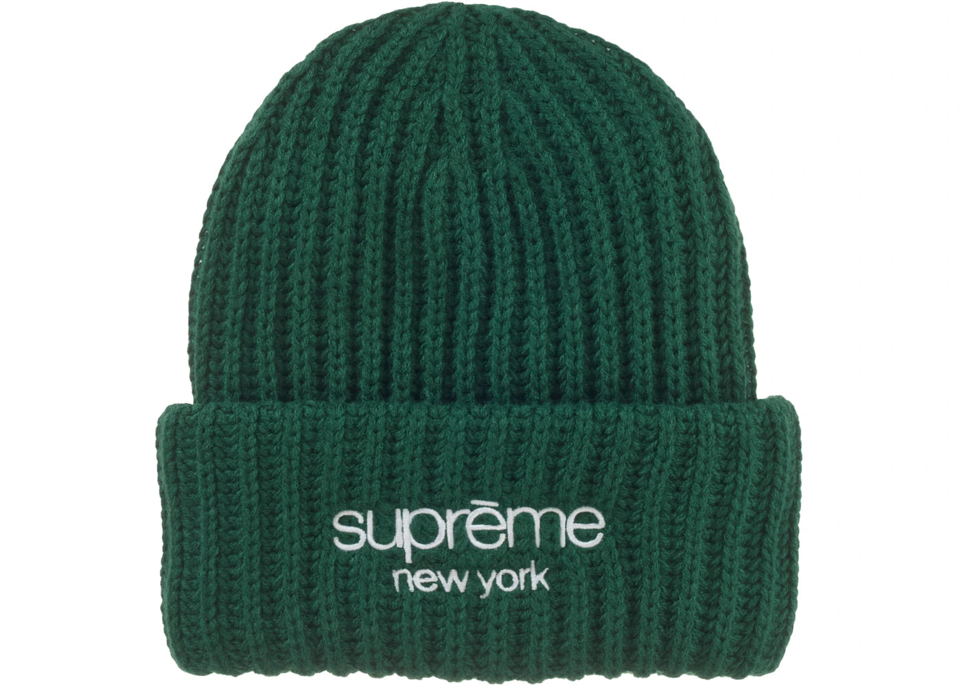 Supreme Classic Logo Chunky Ribbed Beanie (FW24) Dark Green - vue secondaire A