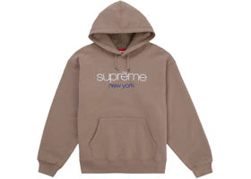 Supreme Classic Logo Hooded Sweatshirt Brown - vue 360