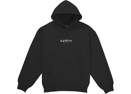 Supreme Classic Logo New York Shop Hooded Sweatshirt Black sneakers - authentic Supreme shoes