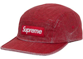 Supreme Coated Denim Camp Cap Red - vue 360