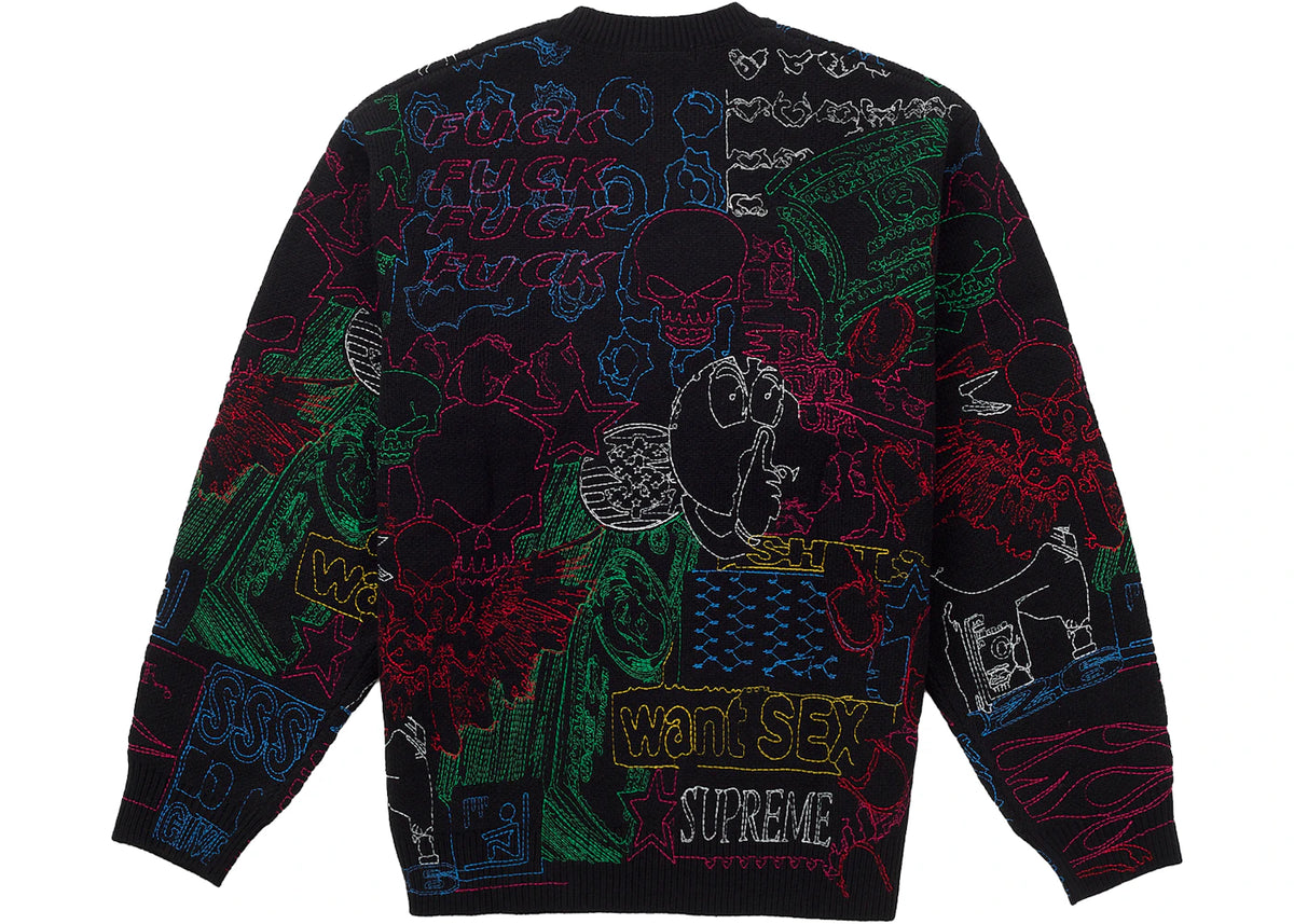 Supreme Collage Embroidered Sweater Black - vue secondaire B