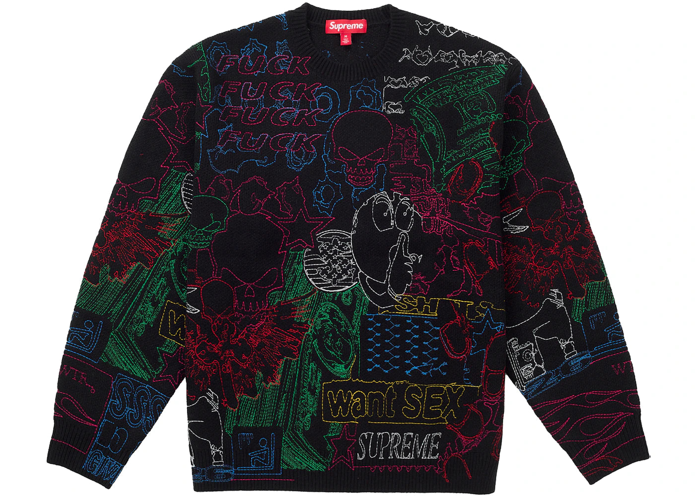 Supreme Collage Embroidered Sweater Black - vue secondaire A