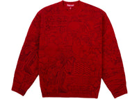 Supreme Collage Embroidered Sweater Red