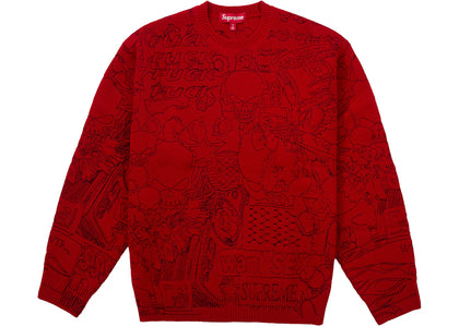 Supreme Collage Embroidered Sweater Red - apparel view 2