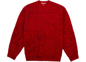 Supreme Collage Embroidered Sweater Red - vue 360