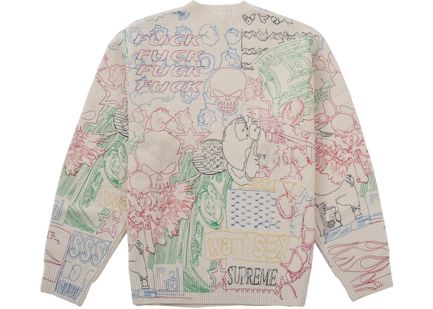 Supreme Collage Embroidered Sweater White - vue secondaire A