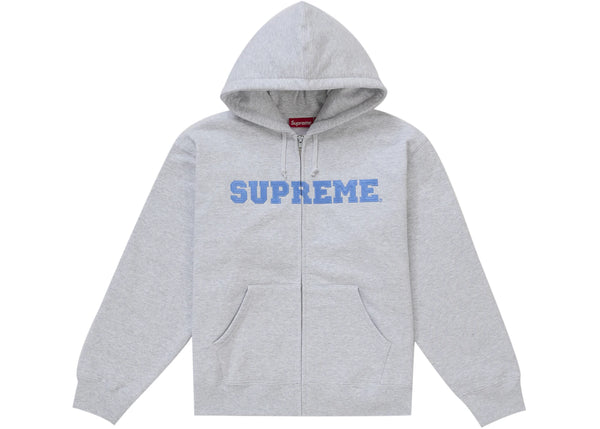 Supreme Collegiate Applique Zip Up Hooded Sweatshirt Ash Grey sneakers - authentic Supreme shoes
