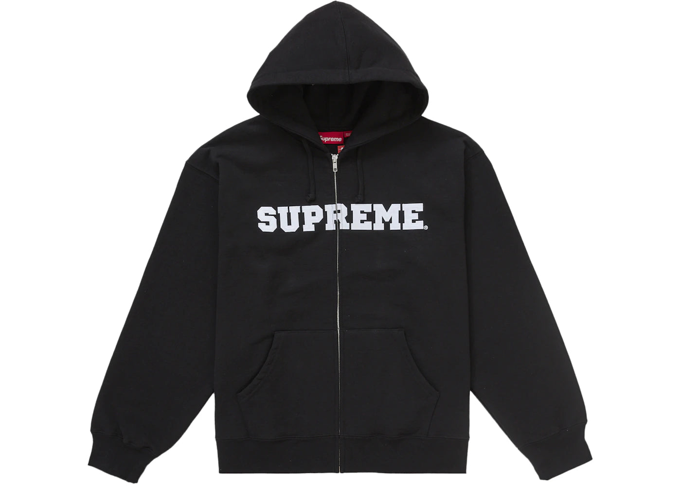 Supreme Collegiate Applikation Kapuzenpullover mit Reißverschluss, Schwarz - vue 360
