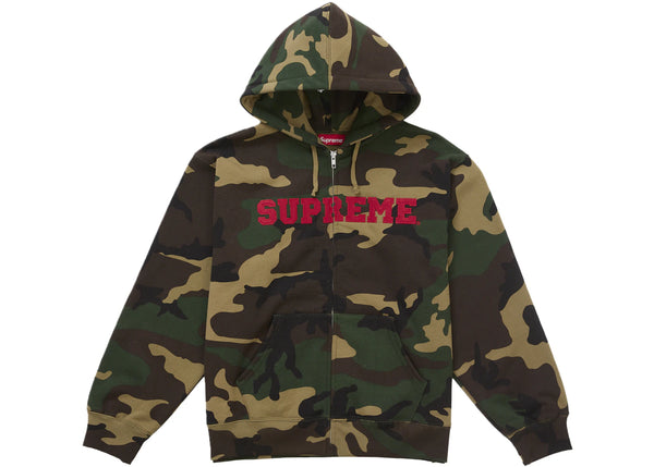 Supreme Collegiate Applique Zip Up Hooded Sweatshirt Woodland Camo sneakers - authentic Supreme shoes