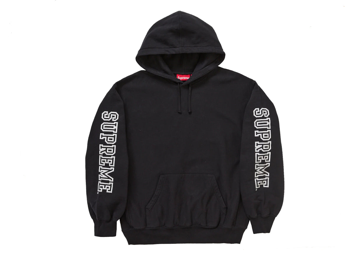 Supreme Collegiate Sleeve Hooded Sweatshirt Black - vue secondaire A