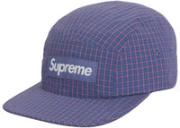 Supreme Cordura Plaid Camp Cap Blue