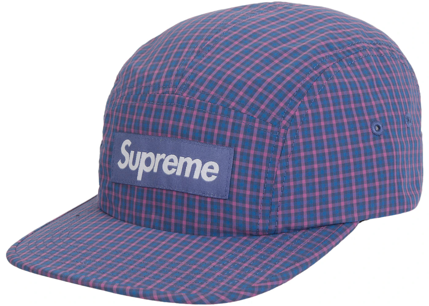 Supreme Cordura Plaid Camp Cap Blue - vue secondaire A