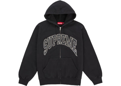 Supreme Cracked Raglan Zip Up Hooded Sweatshirt Black - apparel view 2