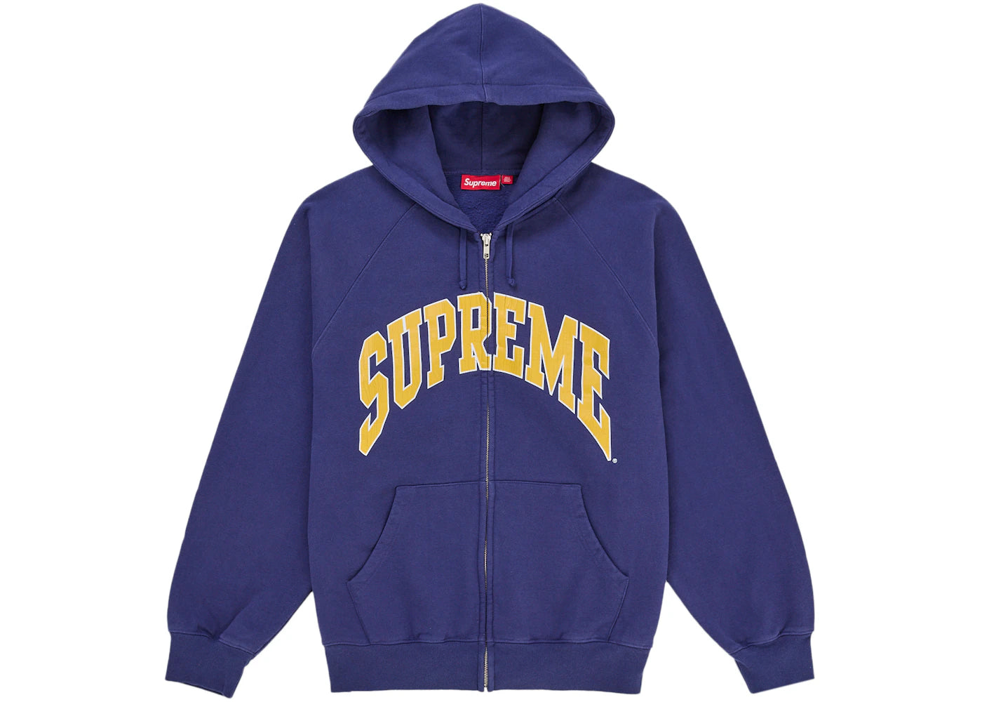 Supreme Cracked Raglan Zip Up Hooded Sweatshirt Washed Navy - vue secondaire A