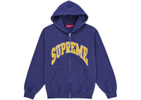 Supreme Cracked Raglan Zip Up Hooded Sweatshirt Washed Navy