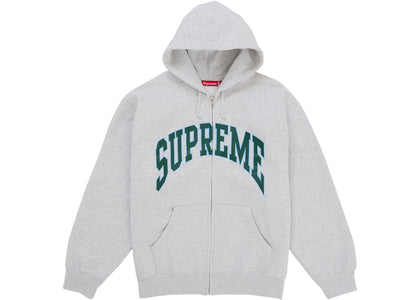 Supreme Cracked Raglan Zip Up Hooded Sweatshirt Ash Grey - authentic Supreme apparel