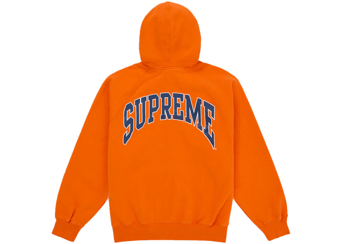 Supreme Cracked Raglan Zip Up Hooded Sweatshirt Dark Orange - vue secondaire B