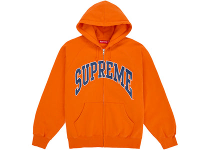 Supreme Cracked Raglan Zip Up Hooded Sweatshirt Dark Orange - apparel view 2
