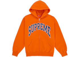 Supreme Cracked Raglan Zip Up Hooded Sweatshirt Dark Orange