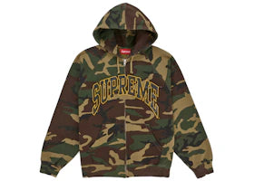 Supreme Cracked Raglan Zip Up Hooded Sweatshirt Woodland Camo