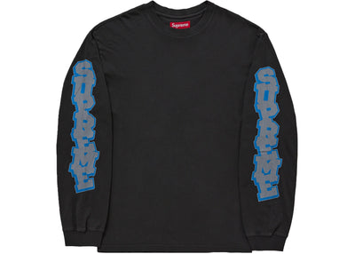 Supreme Cracked Sleeve L/S Top Washed Black