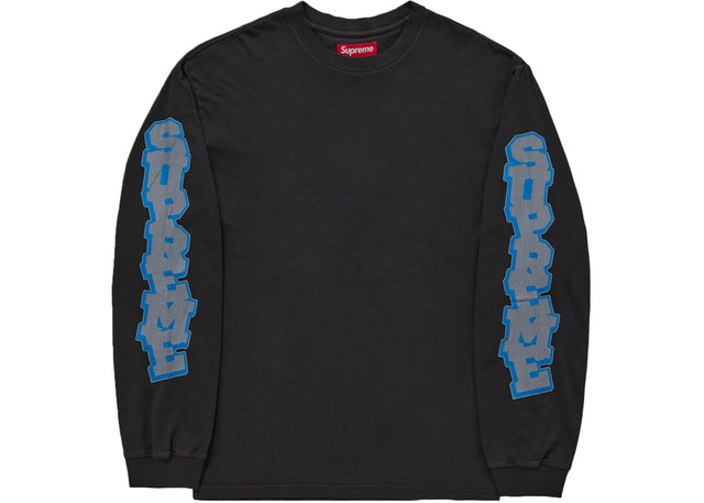 Supreme Cracked Sleeve L/S Top Washed Black