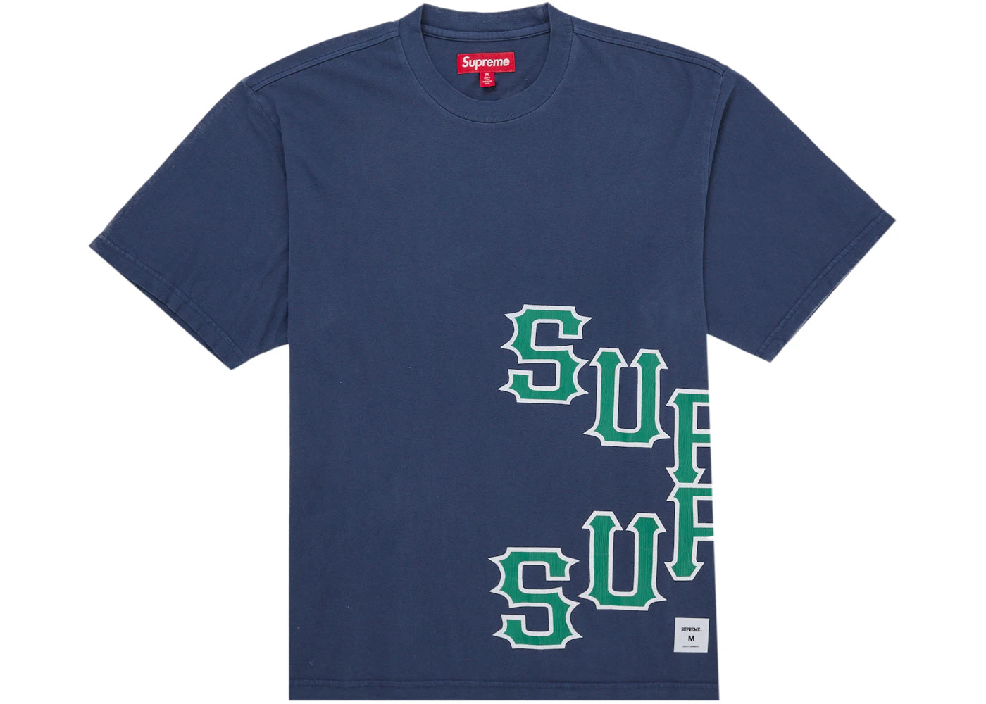 Supreme Cracked Spellout S/S Top Washed Navy - vue 360