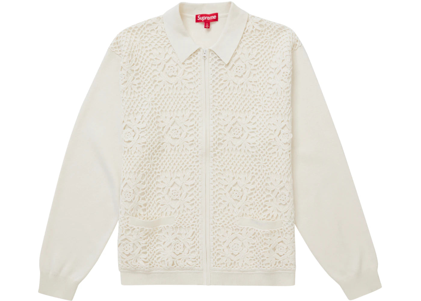Supreme Crochet Zip Up Cardigan White - vue secondaire A