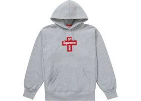 Supreme Cross Box Logo Hooded Sweatshirt Heather Grey