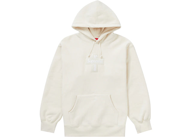 Supreme Cross Box Logo Hooded Sweatshirt Natural