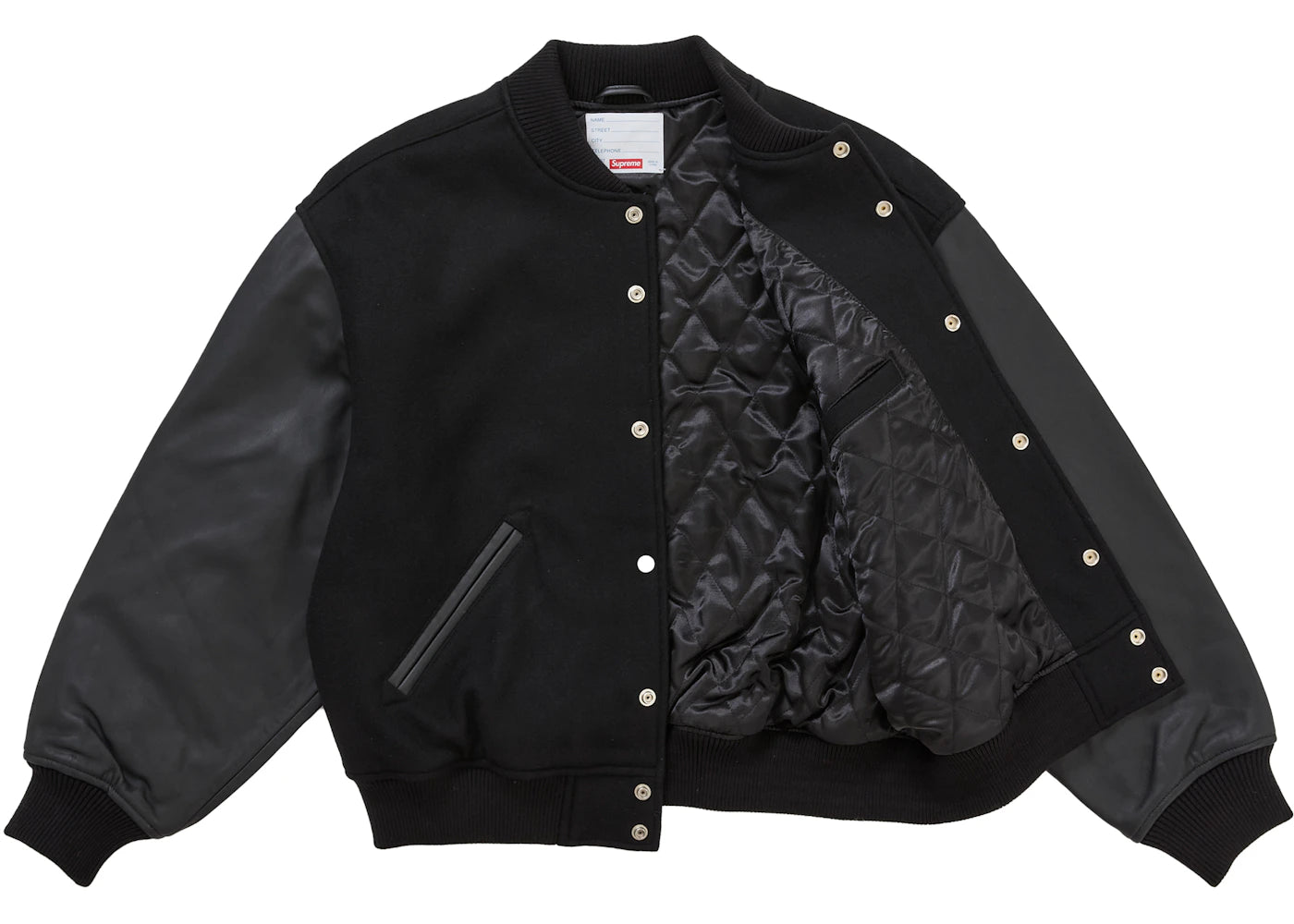 Supreme Cross Varsity Jacket Black - vue secondaire B