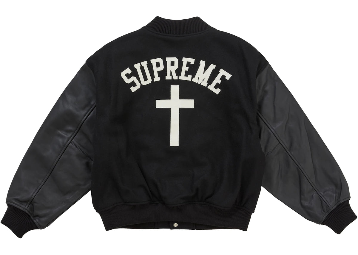 Supreme Cross Varsity Jacket Black - vue secondaire B