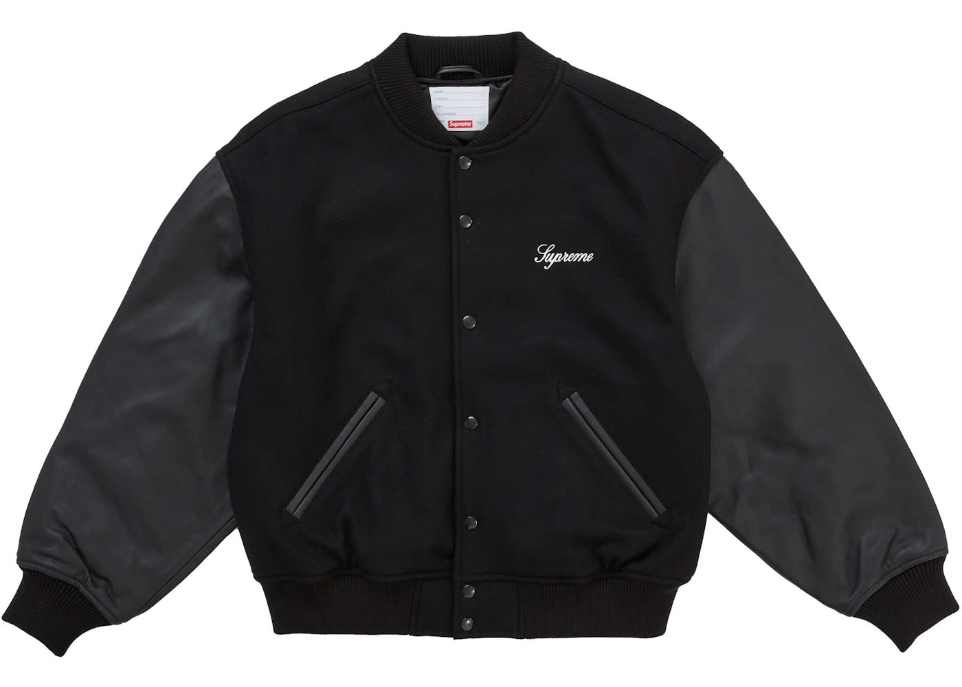 Supreme Cross Varsity Jacket Black - vue secondaire A