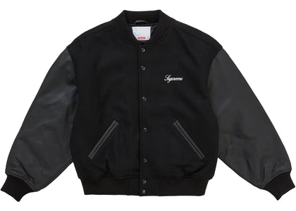Supreme Cross Varsity Jacket Black - apparel view 2