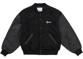 Supreme Cross Varsity Jacket Black - authentic Supreme apparel