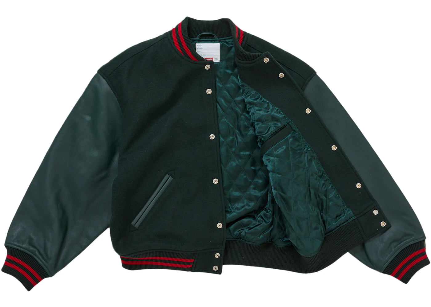 Supreme Cross Varsity Jacket Dark Green - vue secondaire B