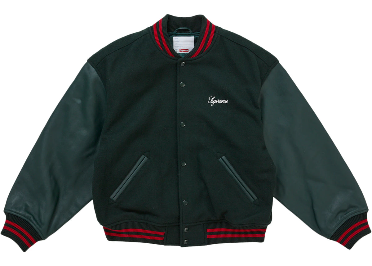 Supreme Cross Varsity Jacket Dark Green - vue 360