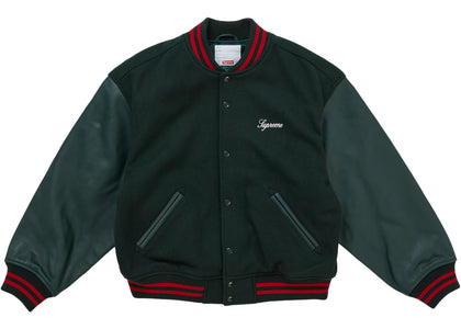 Supreme Cross Varsity Jacket Dark Green - apparel view 2
