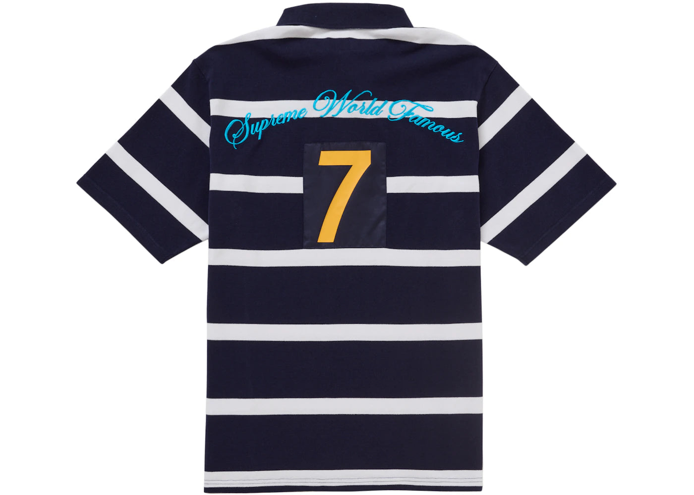 Supreme Cursive Polo Navy Stripe - vue secondaire A