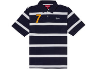 Supreme Cursive Polo Navy Stripe