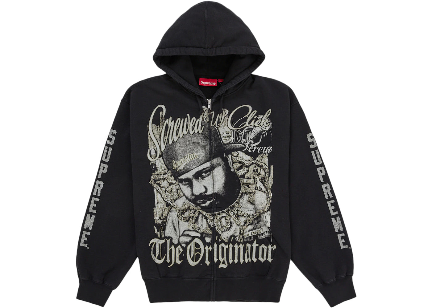 Supreme DJ Screw Zip Up Hooded Sweatshirt Black - vue 360