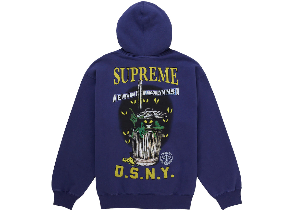 Supreme DSNY Zip Up Hooded Sweatshirt Washed Navy - vue secondaire B