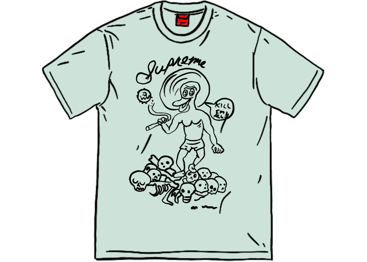 Supreme Daniel Johnston Kill Em All Tee Light Teal - vue 360