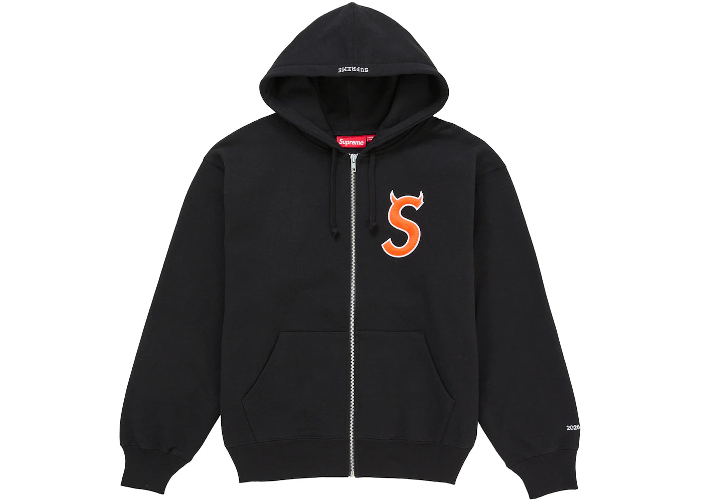 Supreme Devil S Logo Zip Up Hooded Sweatshirt Black - vue 360