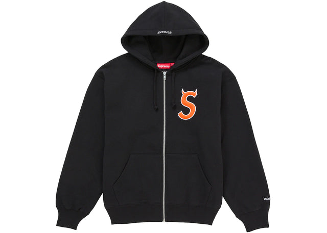 Supreme Devil S Logo Zip Up Hooded Sweatshirt Black