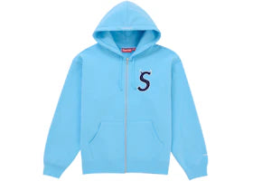 Supreme Devil S Logo Zip Up Hooded Sweatshirt Light Blue