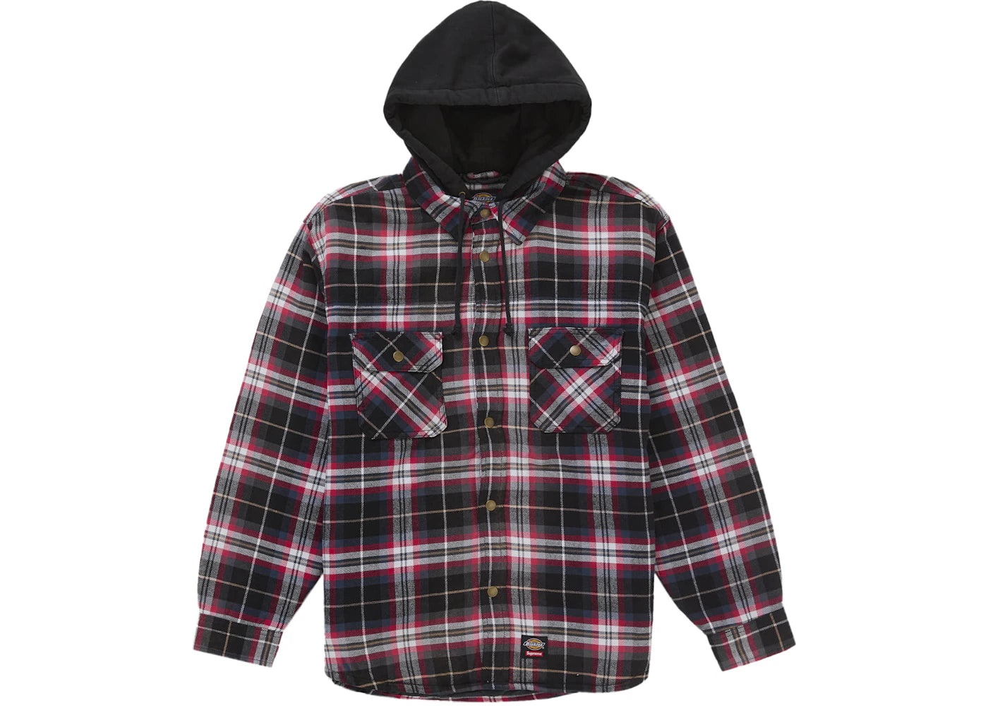 Supreme Dickies Lined Zip Up Hooded Flannel Shirt Black - vue 360