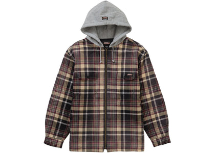 Supreme Dickies Plaid Hooded Zip Up Shirt Heather Grey - apparel view 2