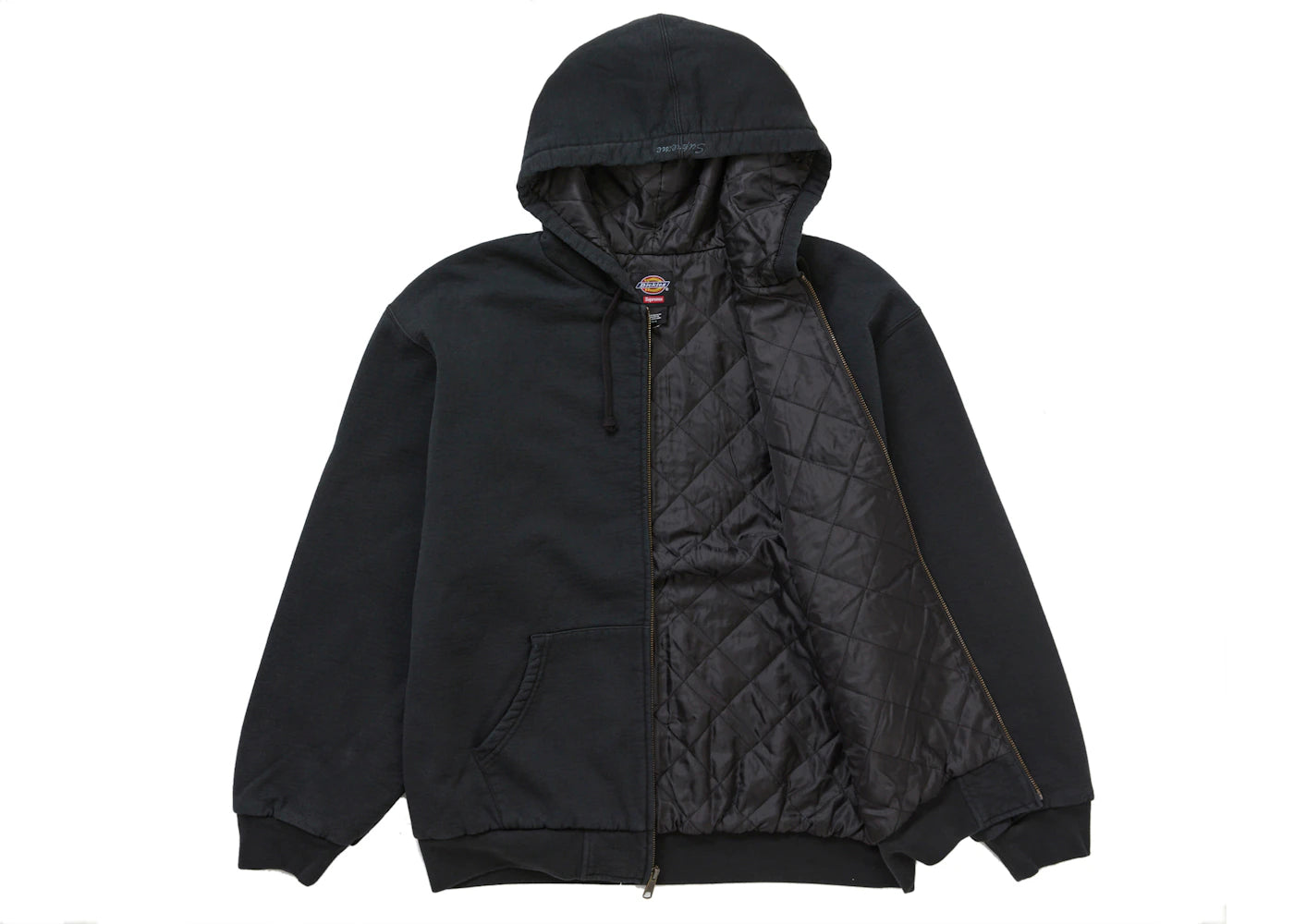 Supreme Dickies Quilted Lined Zip Up Hooded Sweatshirt Black