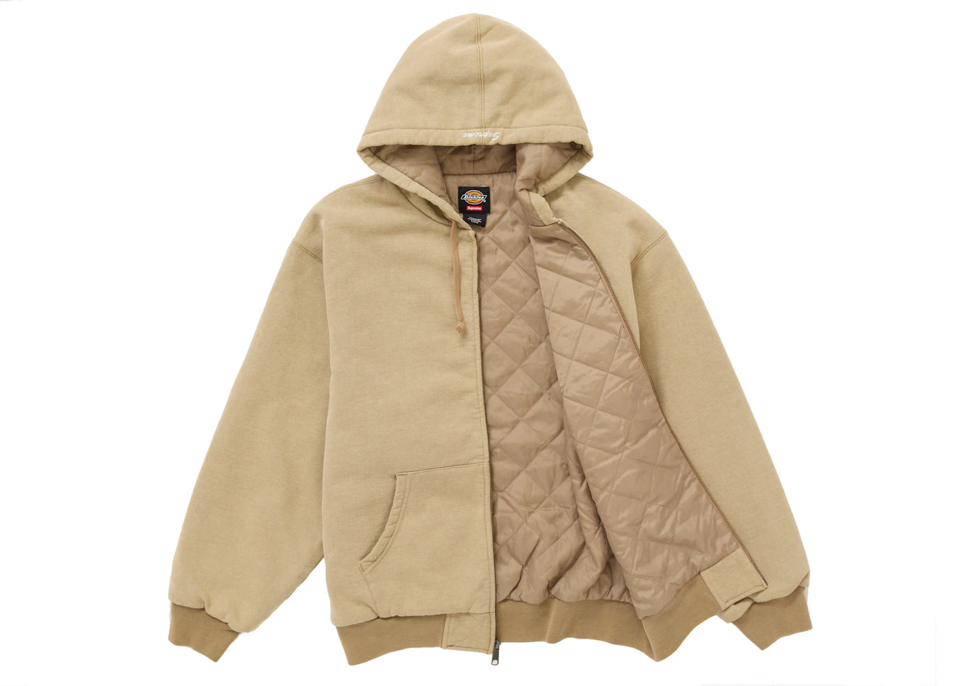 Supreme Dickies Quilted Lined Zip Up Hooded Sweatshirt Brown - vue secondaire A